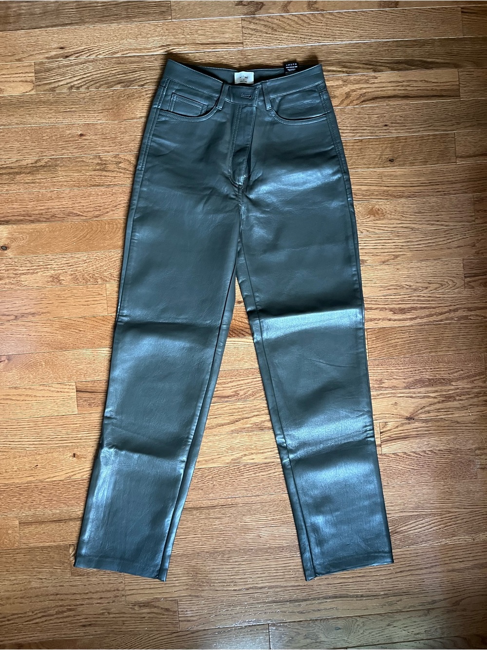 Wilfred Olive Green High-Rise Faux Leather Jeans